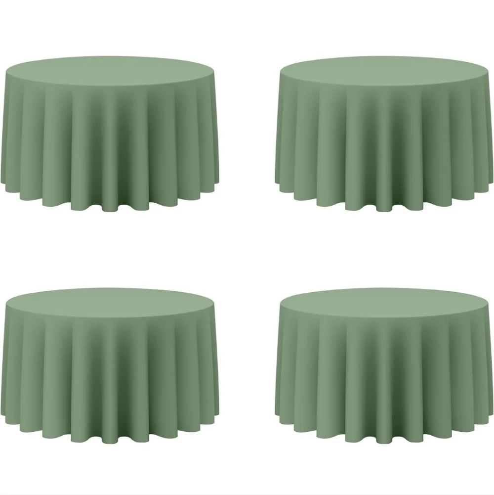 BRILLMAX 4 Pack Sage Green Round Tablecloths 120 Inch for 60” Tables - 150 GSM P